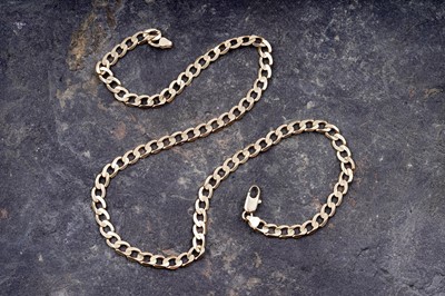 Lot 92 - A modern 18ct gold flat curb-link necklace