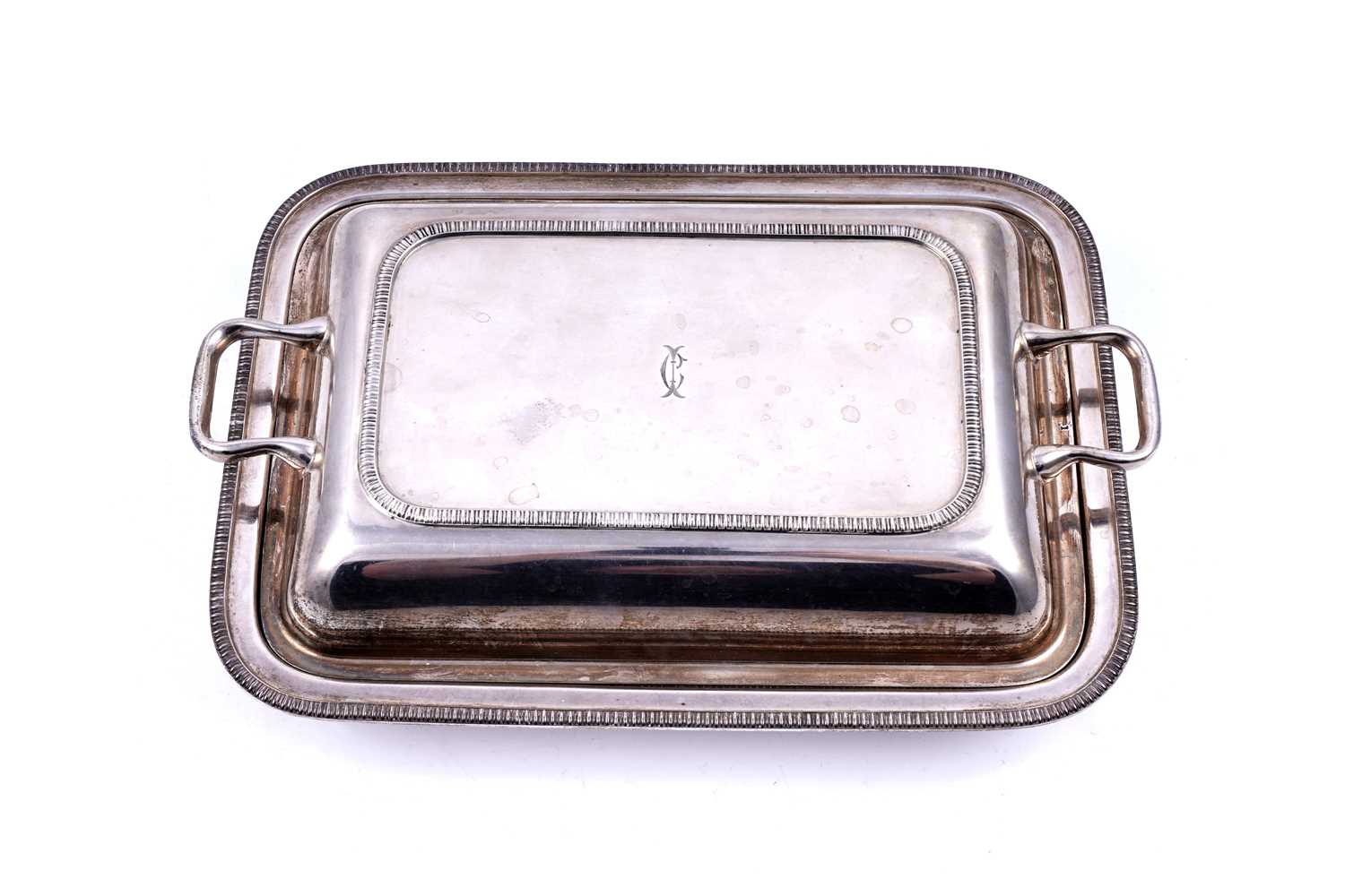Lot 130 - A George V silver entrée dish cover of rectangular cushion form