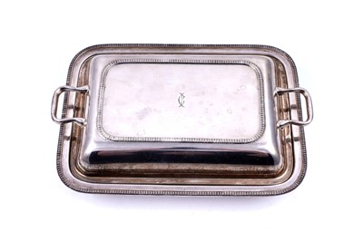 Lot 130 - A George V silver entrée dish cover of rectangular cushion form