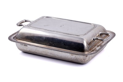 Lot 130 - A George V silver entrée dish cover of rectangular cushion form