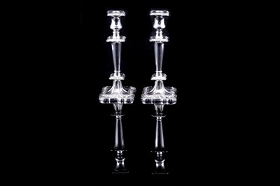 Lot 301 - A pair of George VI silver candlestick holders