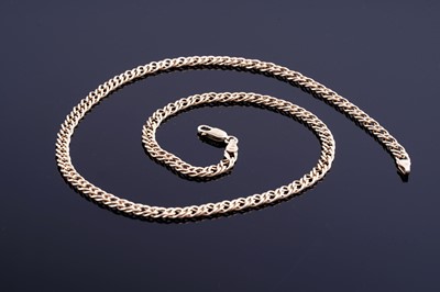 Lot 53 - A 9ct gold fancy double curb-link necklace
