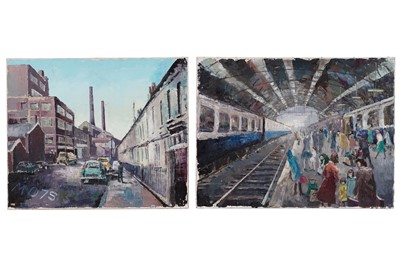 Lot 533 - Joyce Mary Tully - Two city scenes | oil