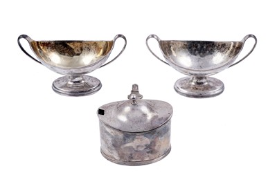 Lot 242 - A pair of George III silver salts; and a silver mustard pot