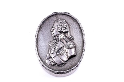 Lot 313 - An Edwardian silver snuff box commemorating Admiral Lord Nelson