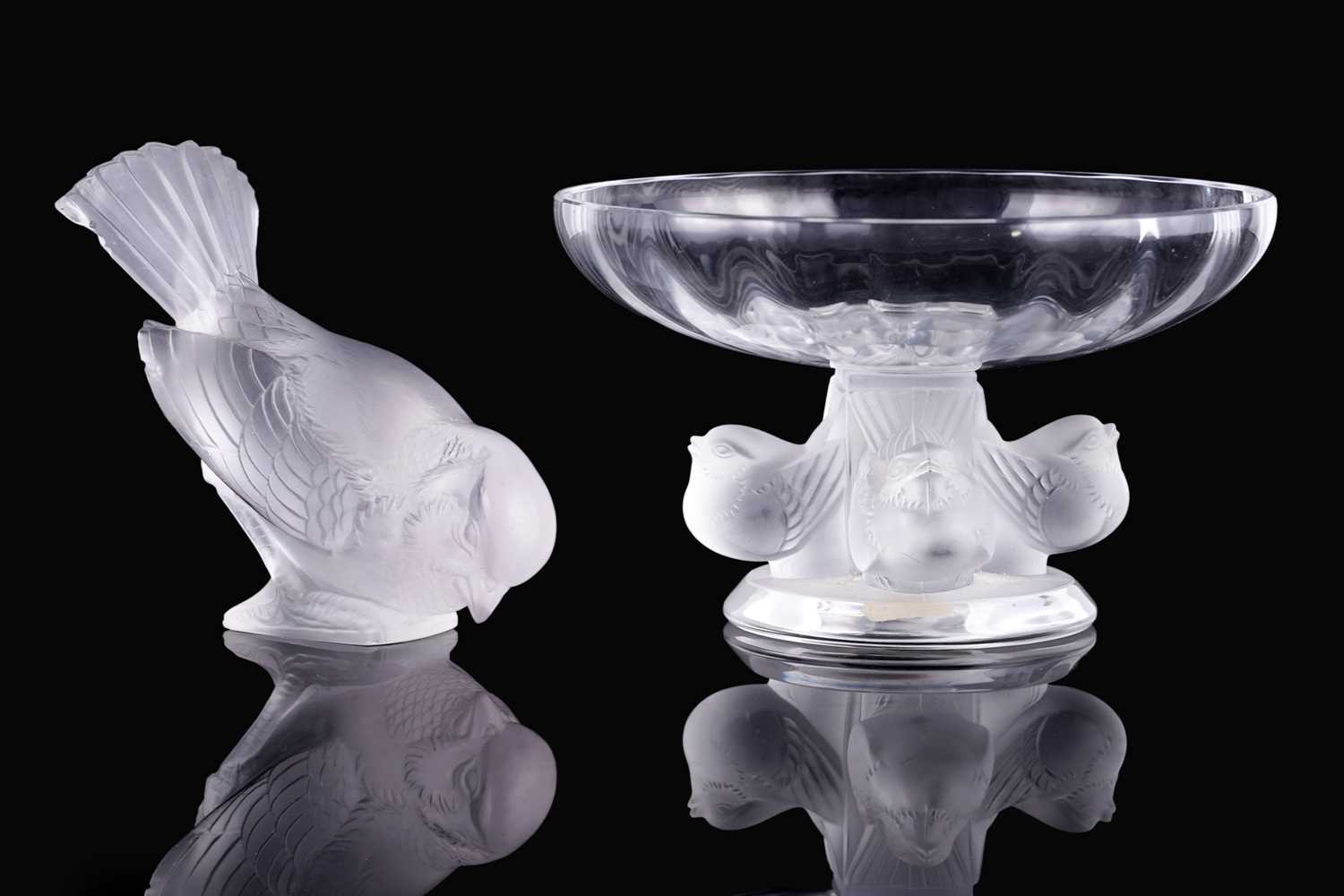 Lot 53 - A Lalique 'Nogent' dish; and a Moineaux figure