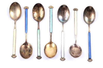 Lot 254 - Six Norwegian silver-gilt coffee spoons by Aksel Holmsen