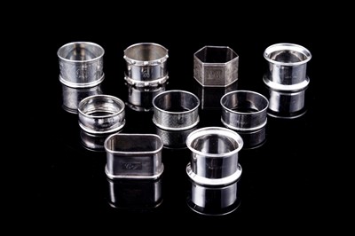 Lot 266 - Nine various silver napkin rings