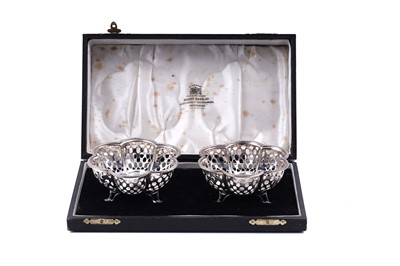 Lot 305 - A cased pair of 1930s silver bonbon dishes retailed by Hardy Bros of Australia