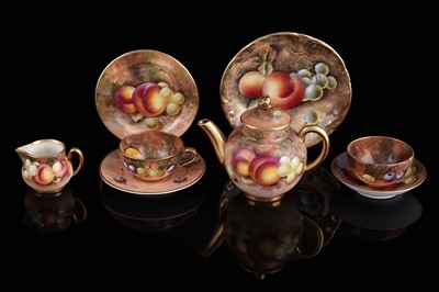 Lot 259 - A Royal Worcester Fruit Painted miniature tea set