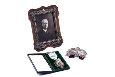 Lot 307 - Victorian and Edwardian silver photograph frames, and a silver Masonic jewel