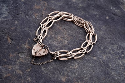 Lot 77 - A 1970s 9ct rose gold fancy-link bracelet