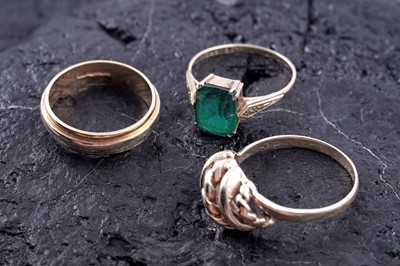 Lot 81 - Three gold dress rings, including an Art Deco ring