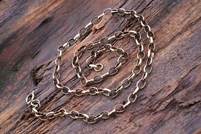 Lot 100 - A 9ct gold belcher-link necklace