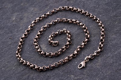 Lot 101 - An early 20th Century 9ct rose gold rolo-link necklace