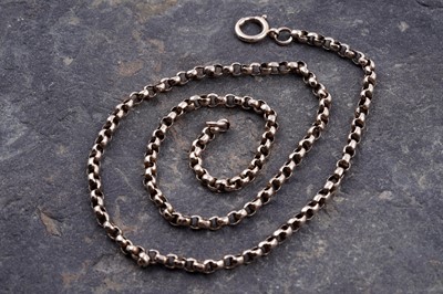 Lot 102 - An early 20th Century 9ct rose gold rolo-link necklace