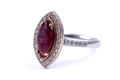 Lot 16 - A no heat ruby and diamond ring