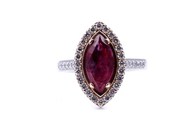 Lot 16 - A no heat ruby and diamond ring