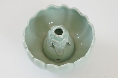 Lot 345 - A Bowenite lily bowl; and a celadon lotus bowl