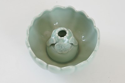 Lot 345 - A Bowenite lily bowl; and a celadon lotus bowl