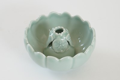 Lot 345 - A Bowenite lily bowl; and a celadon lotus bowl