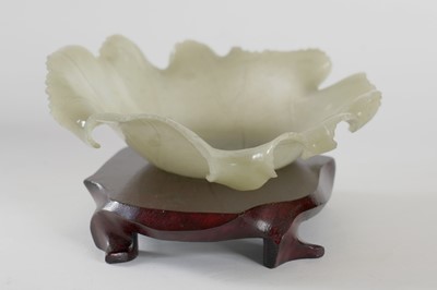 Lot 345 - A Bowenite lily bowl; and a celadon lotus bowl