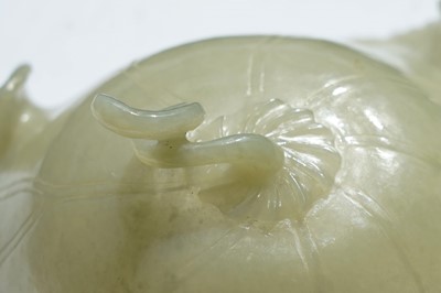 Lot 345 - A Bowenite lily bowl; and a celadon lotus bowl