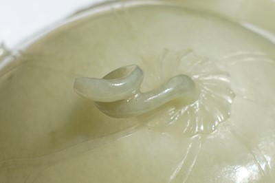 Lot 345 - A Bowenite lily bowl; and a celadon lotus bowl