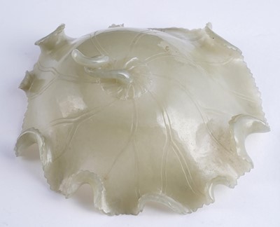 Lot 345 - A Bowenite lily bowl; and a celadon lotus bowl