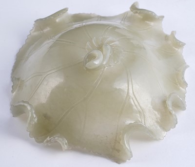 Lot 345 - A Bowenite lily bowl; and a celadon lotus bowl