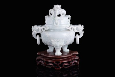 Lot 346 - A jade censer and cover