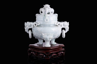 Lot 346 - A jade censer and cover