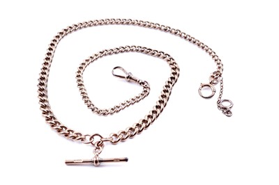 Lot 129 - A 9ct rose gold double "Albert" watch chain