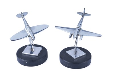 Lot 540 - Polished aluminium models of a Spitfire and a De Havilland Comet