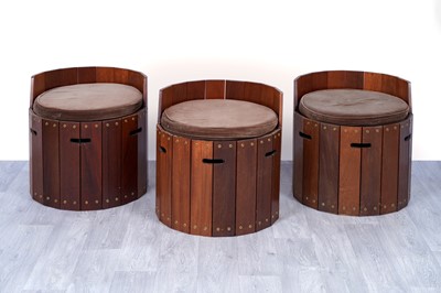 Lot 29 - Three interesting teak barrel seats