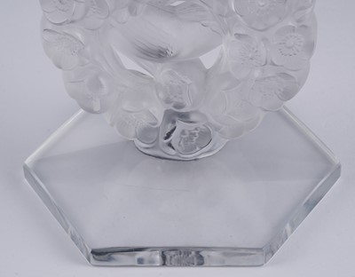 Lot 54 - A pair Lalique 'Mesanges' candlesticks