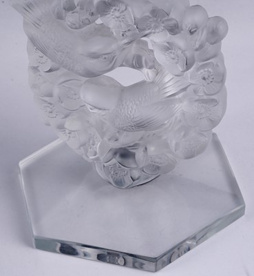 Lot 54 - A pair Lalique 'Mesanges' candlesticks