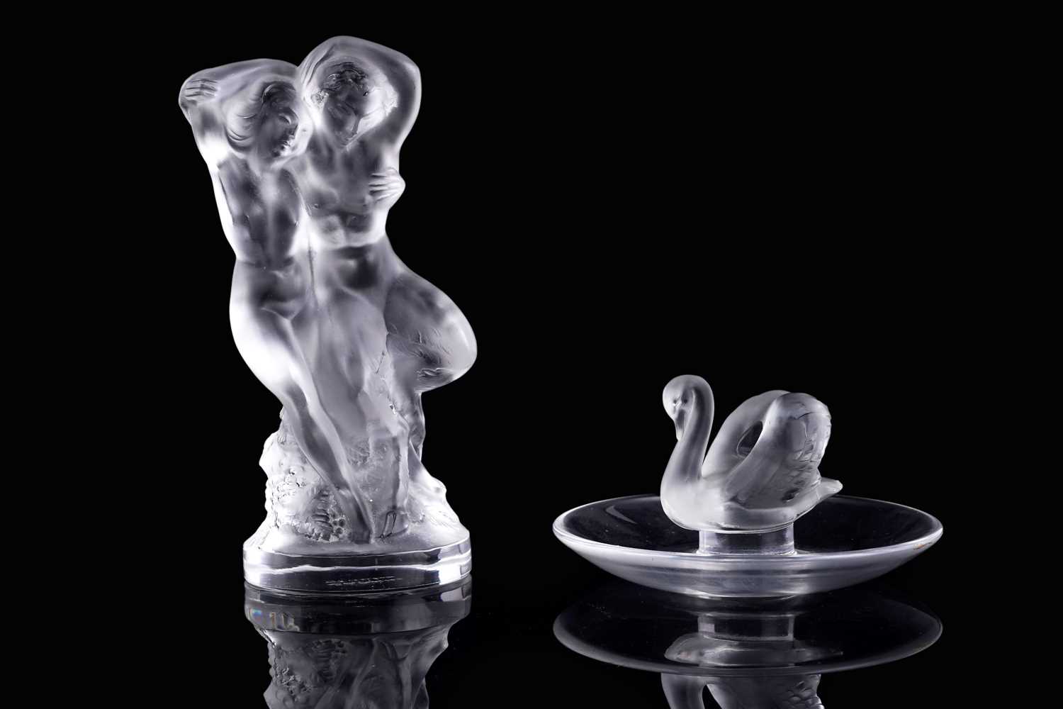 Lot 55 - A Lalique figure; and a Lalique ring tree