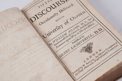 Lot 43 - Adams (William), Fifteen Discourses..., 1716
