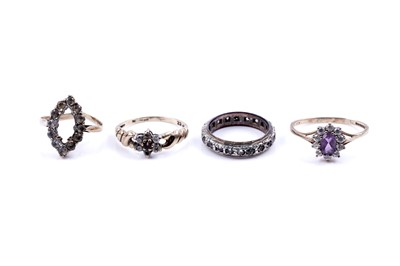 Lot 110 - Four 9ct gold cubic zirconia rings