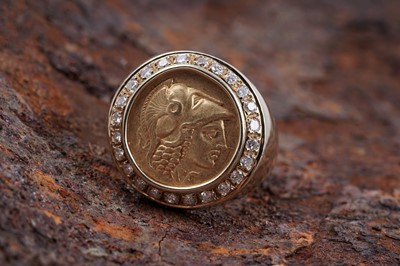 Lot 500 - Alexander III the Great gold Stater and diamond ring
