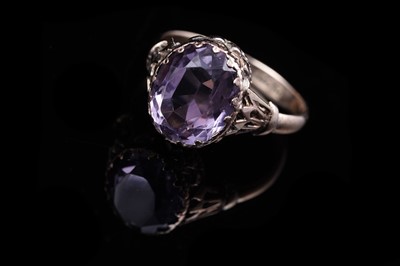 Lot 119 - A late Victorian Gothic Revival amethyst ring