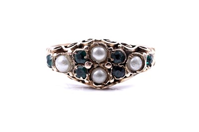 Lot 196 - A Victorian Grand seed pearl and green paste ring