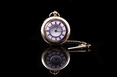 Lot 228 - A late Victorian lady's 18ct rose gold half hunter fob watch