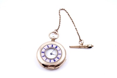 Lot 228 - A late Victorian lady's 18ct rose gold half hunter fob watch