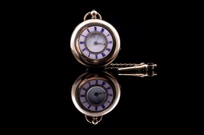 Lot 228 - A late Victorian lady's 18ct rose gold half hunter fob watch