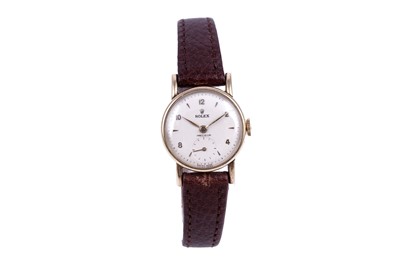 Lot 402 - Rolex Precision: a 9ct yellow gold cased lady's manual wind cocktail watch