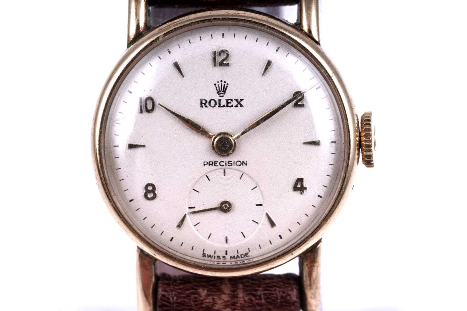 Lot 402 - Rolex Precision: a 9ct yellow gold cased lady's manual wind cocktail watch
