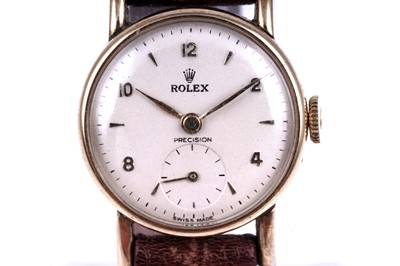 Lot 402 - Rolex Precision: a 9ct yellow gold cased lady's manual wind cocktail watch