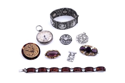 Lot 70 - Victorian and later silver and costume jewellery, including: Art Deco